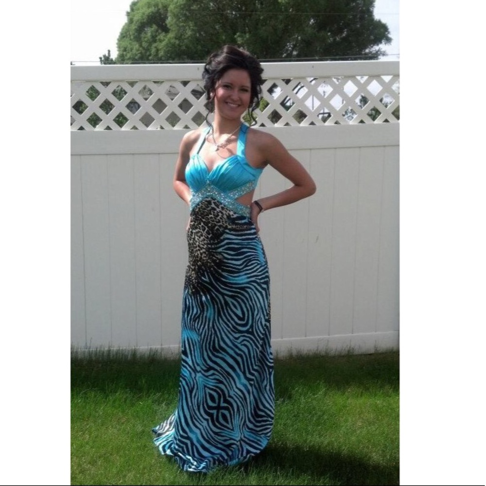 Blue Cutout Prom Dress